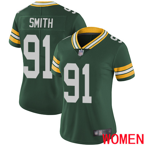Green Bay Packers Limited Green Women #91 Smith Preston Home Jersey Nike NFL Vapor Untouchable